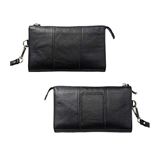 DFV mobile - Genuine Leather Case Handbag for Evolve GX730 Phantom - Black