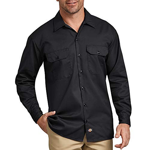 Dickies - Camisa con manga larga para hombre, color negro, talla S