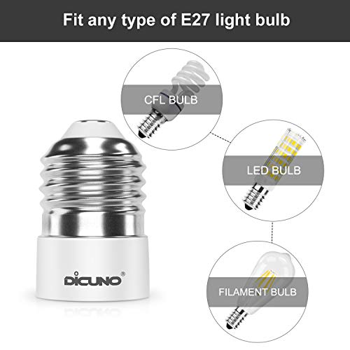 DiCUNO 2-Pack E27 to E14 Socket Adapter Socket Convertidor Adaptador de base de lámpara de para bombillas LED y bombillas incandescentes y bombillas CFL