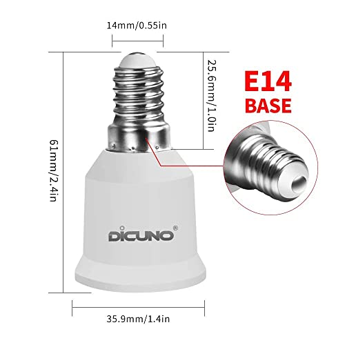 DiCUNO 4-Pack E14 to E27 Socket Adapter Socket Convertidor Adaptador de base para bombillas LED y bombillas incandescentes y bombillas CFL