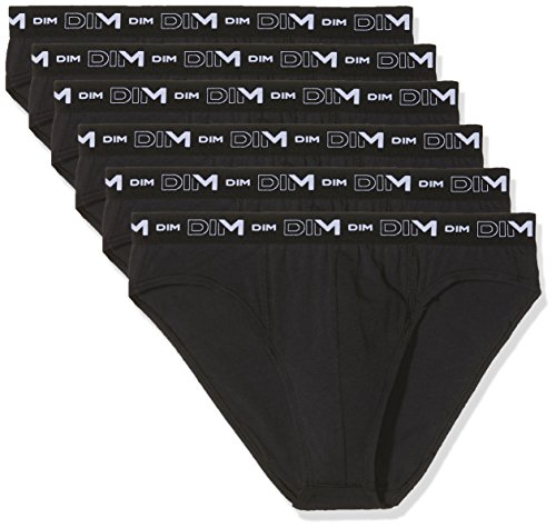 Dim Coton Stretch X6 Slip de algodón elástico, Pack de 6, Negro (Negro/Negro+Negro/Negro/Negro/Negro 0Hz), XL Hombre