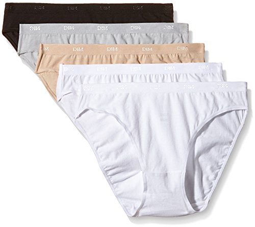 Dim Les Pocket Ecodim Slip X12 Calzoncillos, Multicolor (Negro/Piel/Blanco/Gris/Blanco), 40 (Pack de 5) para Mujer