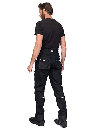 DINOZAVR Flex Pantalones de Trabajo elásticos Estilo Cargo para Hombre - Resistentes, con Bolsillos multifuncionales para Rodilleras y Franjas Reflectantes - Caqui - EU62