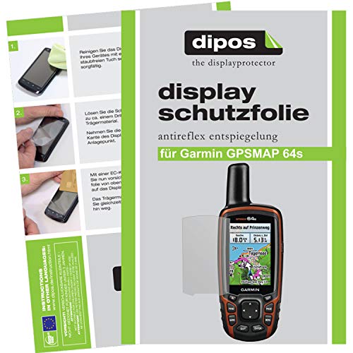 dipos – Protector de pantalla compatible con Garmin GPSMAP 64s (3 unidades, antirreflectante), mate