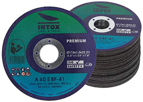 Dischi da taglio INTOX 115mm x 1,0mm 50 pezzi Disco flessibile Inox per acciaio metallico e acciaio inossidabile ...