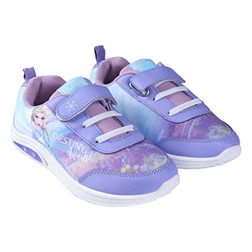 Disney Frozen 2 Zapatos para Niña, Calzado Deportivo, Deportivas Frozen, Diseño Elsa, Deportivas Luces Niña, Zapatillas Ligeras, Talla EU 24