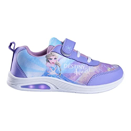Disney Frozen 2 Zapatos para Niña, Calzado Deportivo, Deportivas Frozen, Diseño Elsa, Deportivas Luces Niña, Zapatillas Ligeras, Talla EU 24