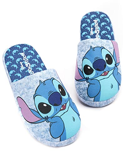 Disney Lilo y Stitch Zapatillas para Mujer Ladies Slip on Blue House Mocasines 38-39 EU