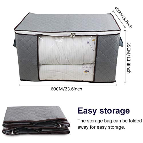 District Folding Moisture Resistant, Waterproof, Anti-Mold, Clothes Storage Bag Organizer with Clear Window Carry Handles for Blanket, Quilt
