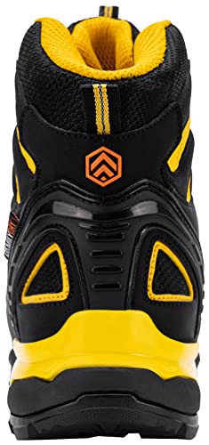 DKMILY DRY Botas de Seguridad Hombre Dinámico Impermeable Cabeza de Acero Zapatos de Seguridad Antideslizante Antiestático(Negro Amarillo,40)