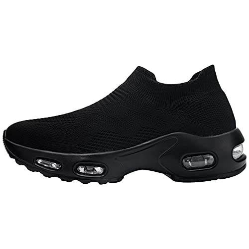 DKMILYAIR Zapatillas de Seguridad Mujer Ligeras Respirable Colchón de Aire Zapatos de Seguridad Trabajo Punta de Acero Calzado de Seguridad Deportivo (Negro,40 EU)