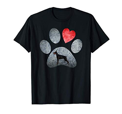 Doberman Pinscher Perro Patas Amante de los perros Corazón Camiseta