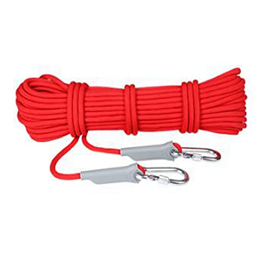DoMyfit Cuerda de escalada profesional para exteriores, accesorios de senderismo, 9,5 mm de diámetro, 12 KN, cuerda de seguridad de alta resistencia (rojo, 60 metros)
