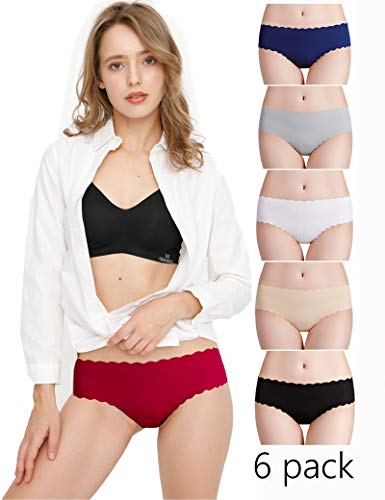 Donppa Bragas para Mujer Pack sin Costuras Invisible Braguitas Microfibra Rayas Brief Bikini Culotte,Pack de 6 (Multicolor S)