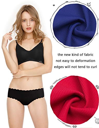 Donppa Bragas para Mujer Pack sin Costuras Invisible Braguitas Microfibra Rayas Brief Bikini Culotte,Pack de 6 (Multicolor S)