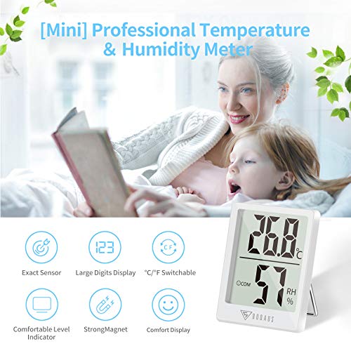 DOQAUS 3 Piezas Mini Termómetro Higrómetro Digital, Medidor de Temperatura con 5s de Respuesta Rápida para Temperatura y Humedad del Casa Ambiente (Blance)