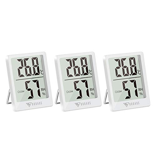 DOQAUS 3 Piezas Mini Termómetro Higrómetro Digital, Medidor de Temperatura con 5s de Respuesta Rápida para Temperatura y Humedad del Casa Ambiente (Blance)