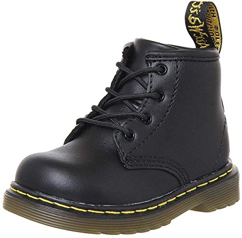 Dr. Martens INFANTS Patent BLACK - Zapatos con cordones de cuero infantil, Negro (Black), 26