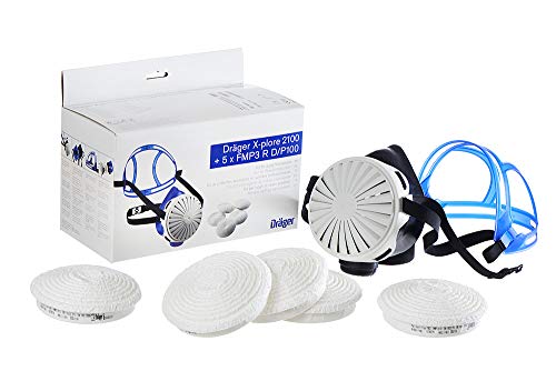 Dräger X-plore 2100® Semi-máscara para protección respiratoria con 5 filtros P3 | Respirador para la Seguridad Ante el Polvo, partículas Finas… (EPDM)