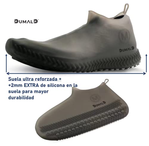 dumald- Cubre zapatos lluvia, resistente. Cubre zapatos impermeable silicona, suela reforzada & anti-deslizante. Fácil de poner & Unisex. Cubrecalzado impermeable. Botas de agua escarpines (S)