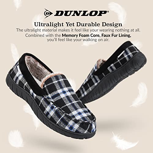 Dunlop Zapatillas Casa Hombre Mocasines Antideslizantes con Memory Foam (41 EU, Negro/Gris, numeric_41)