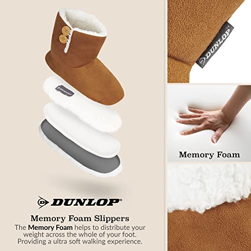Dunlop Zapatillas Casa Mujer Alta, Pantuflas Mujer Forro Suave, Zapatillas Botas Mujer Invierno con Suela Antideslizante 36-41 (37, Marrón, numeric_37)