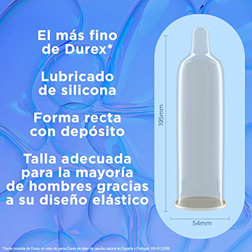 Durex Preservativos Invisibles Super Finos para Maximizar la Sensibilidad, el más fino de Durex* - 12 condones