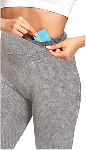 DYLISEA Leggings Mujer Push Up con Bolsillos Mallas Deporte Mujer Cintura Alta Pantalones de Yoga para Mujer EláSticos y Transpirables para Yoga Running Fitness (Gris Claro, S)