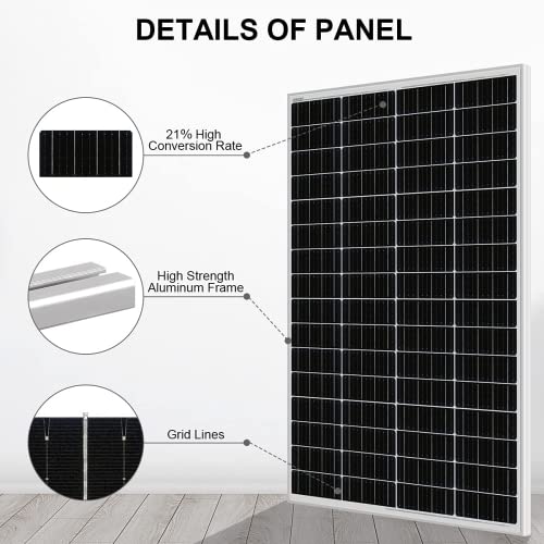 ECO-WORTHY Kit de Panel Solar de 120W + Controlador de Carga Solar de 30 A para Cargas del Sistema Sin Conexión a la Red, Batería de 12 V de Autocaravana / Barco