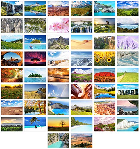 Edition Seidel Set de 100 tarjetas postales de calidad prémium con paisajes naturales del mar montañas, bosques, valles y postales (2 x 50 tarjetas)