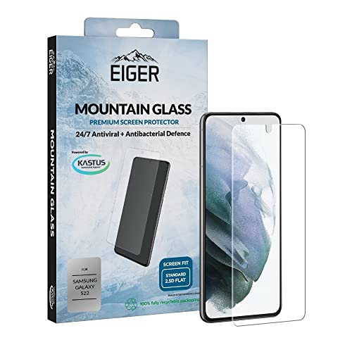 EIGER Cristal de montaña 2.5D para Samsung Galaxy S22 Premium Protector de pantalla de vidrio templado transparente con kit de limpieza