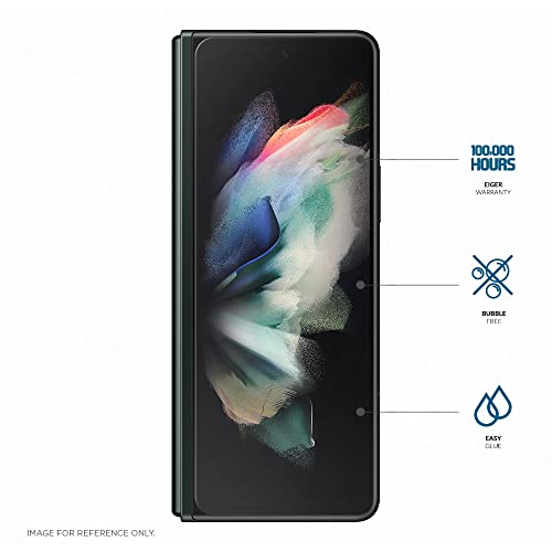 EIGER Cristal de montaña 2.5D para Samsung Galaxy Z Fold 3 5G Premium Protector de pantalla de vidrio templado transparente con kit de limpieza