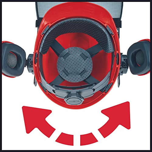Einhell Original Casco de seguridad forestal (circunferencia de la cabeza del casco de 52 a 66 cm, protección auditiva ajustable, Casco de seguridad forestal, protección auditiva ajustable)