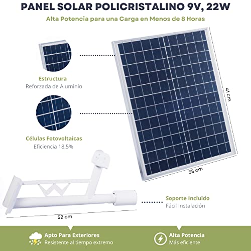 ELEDCO Farola Solar 100W, Foco LED, Panel Solar Orientable, Control Remoto, Sensor de Movimiento (100 Vatios, Luz Neutra 4000K)