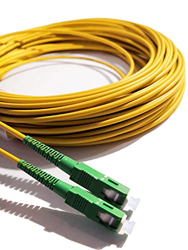 Elfcam Fibra óptica cable SC / APC a SC / APC monomodo simplex 9/125, Compatible con Orange, Movistar, Vodafone y Jazztel