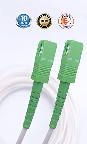 Elfcam Fibra óptica Cable SC/APC a SC/APC monomodo simplex 9/125µm LSZH, Blanco/Verde (5M)