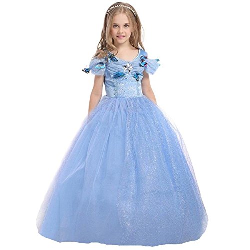 ELSA & ANNA® Princesa Disfraz Traje Parte Las Niñas Vestido (Girls Princess Fancy Dress) ES-FBA-CNDR5 (6-7 Años, ES-CNDR5)