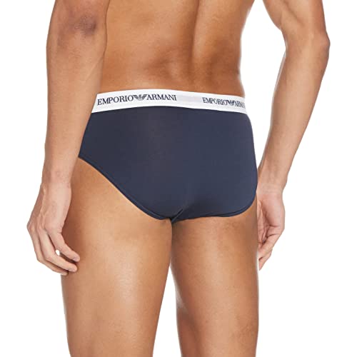 Emporio Armani Underwear CC717 Slip, Hombre, Blanco/Azul Marino, S