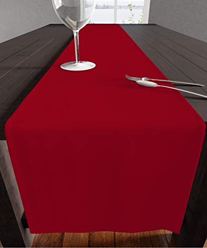 Encasa Homes Camino de Mesa para 6 Seater Comedor - Color Rojo Oscuro - Grande 40 x 150 cm, 100% Algodón Teñido Liso Colores Sólidos Decorativos para Fiesta, Restaurante - Lavable a Máquina