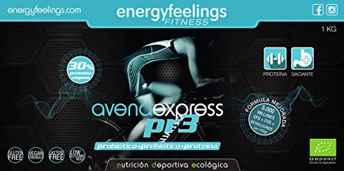 Energy Feelings | Avena Express PR3 Ecológica en Polvo 1,5 Kg | Probiótico | Prebiótico | 30% de proteína | Vegano | Sin Gluten | Sin lactosa | Azúcar de coco