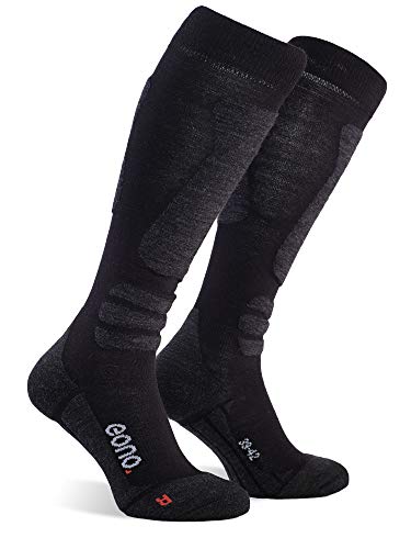 Eono Essentials Ski Socks (Basic o Premium), Schwarz (Base, 2-Pack), UE 35-38, UK 2,5-5