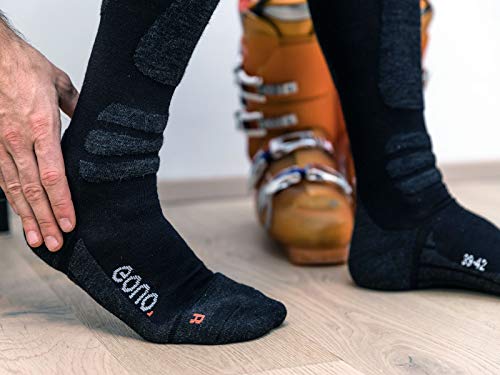 Eono Essentials Ski Socks (Basic o Premium), Schwarz (Base, 2-Pack), UE 35-38, UK 2,5-5