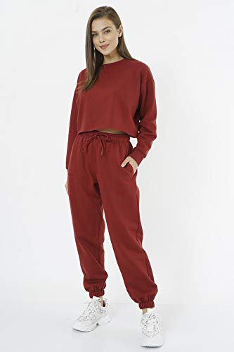 Eoselio Loungewear - Pantalón deportivo para mujer, forro polar, cómodo, oversize, Burgundy, XXL