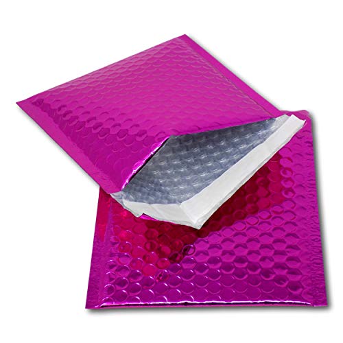 EPOSGEAR 10 sobres acolchados de papel de aluminio metálico brillante, color rosa brillante, perfectos para comercialización, promociones o y alternativa a papel de regalo (CD – 165 mm x 165 mm)