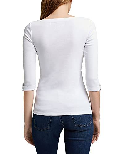 Esprit Basic Round Neck 991EE1K337, Camiseta de Manga Larga Mujer, White 100, L