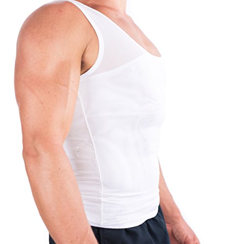 Esteem Apparel Camisa de compresión de pecho original para hombre para ocultar ginecomastia Moobs (blanco, extragrande)