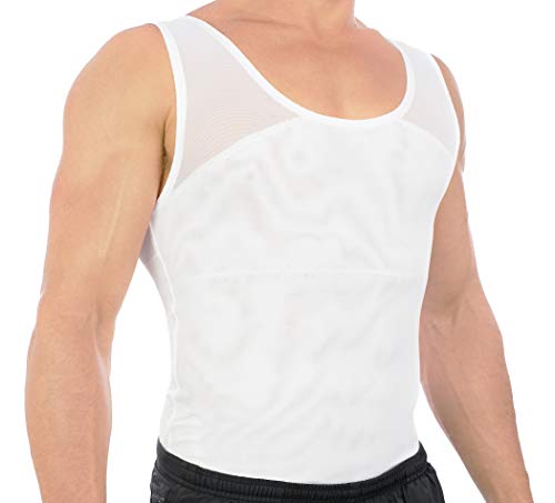 Esteem Apparel Camisa de compresión de pecho original para hombre para ocultar ginecomastia Moobs (blanco, extragrande)
