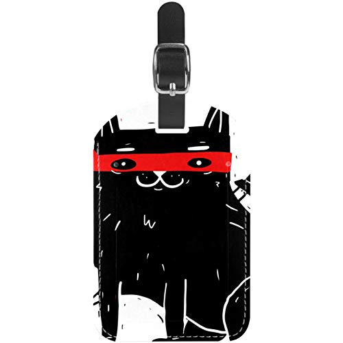Etiquetas para equipaje de viaje, diseño de gato ninja