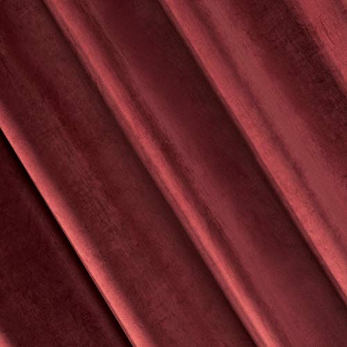 Eurofirany Cortina Ria Velvet Color Burdeos Oscuro, Terciopelo, 1 Unidad, Suave Cinta Fruncida, Elegante,, glamuroso, Dormitorio, salón, salón, Burdeos, 140 x 270 cm