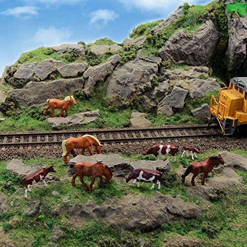 Evemodel 1 Set de Personas y Animales de Granja, AN8705 36Piezas Escala 1:87 Vacas y Caballos Bien Pintados para Maquetas de Trenes y Paisajes en Miniatura en Escala HO Nuevas